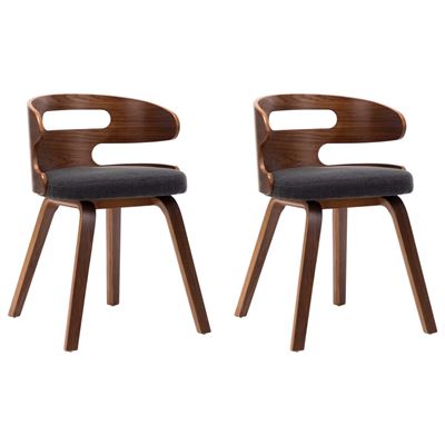 Vidaxl Gris/Oscuro Sillas De Comedor 2 Unidades Madera Curvada Y Tela
