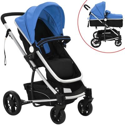 Cochecitosilla De Bebé 2 en 1 aluminio azul y negro carrito duo