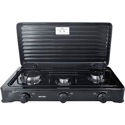 Cocina De Gas Portátil Para Camping Smile Kn-03/1kb 3 Quemadores, Negra