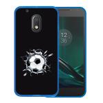 Funda Motorola Moto G4 Play Silicona Gel Flexible WoowCase Balón de Fútbol Rompiendo la Parded Deporte - Azul