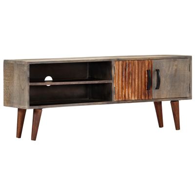 Mueble Para Tv Vidaxl Madera Maciza De Mango Rugosa 115x30x46 Cm