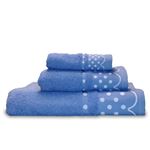 Briebe Home Juego de toallas baño 100 rizo 450gr set 3 piezas polka dots tamaños ducha manos tocador cenefa lunares bordada hecho en portugal baño100 450grset