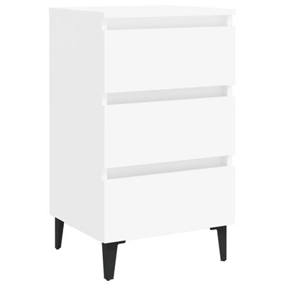 Vidaxl Blanco Mesita De Noche De Metal 40X35x69cm