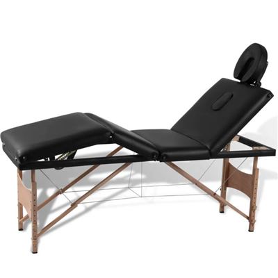 Mesa De Masaje Madera Plegable Cuatro Cuerpos Negros