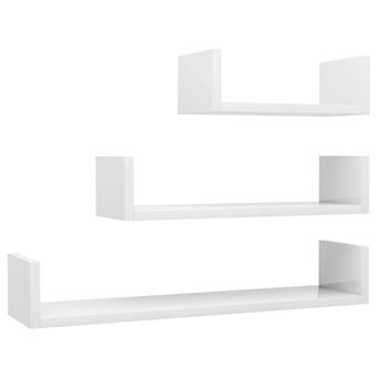 Estante de pared 3 unidades aglomerado blanco brillante - vidaXL - 1