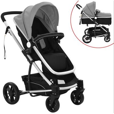 Cochecitosilla De Bebé 2 en 1 aluminio gris y negro carrito duo