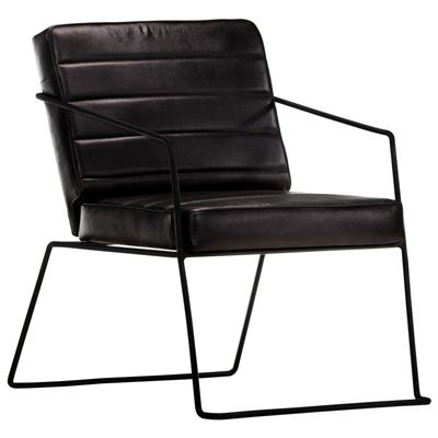 Vidaxl Negro Sillón De Cuero Auténtico