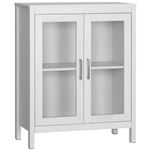 Kleankin Aparador De cocina con puertas vidrio 2 estantes y balda interior ajustable armario auxiliar baño para