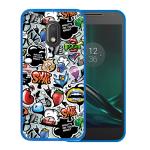 Funda Motorola Moto G4 Play Silicona Gel Flexible WoowCase Grafiti de Colores 2 - Azul