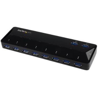 StarTech.com   Concentrador USB 3.0 de 10 Puertos - Ladrón con Puertos de Carga y Sincronización - Hub con 2 Puertos de 1,5A - 1