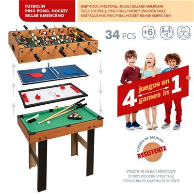 Mesa Multijuegos (5 Juegos En 1) - Billar, Airhockey, Ping-pong