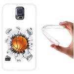 WoowCase - Funda Gel Flexible [ Samsung Galaxy S5 ] Balon de Baloncesto Carcasa Case Silicona TPU Suave