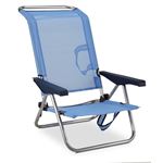 Silla-cama de playa EREDU 991/Tx - Aluminio y PVC Tejido - Azul y Gris