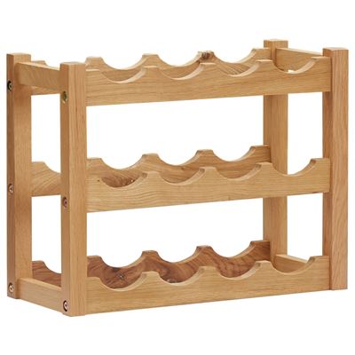 Botellero Para 12 Botellas Vidaxl Madera Maciza De Roble 47x21x36cm