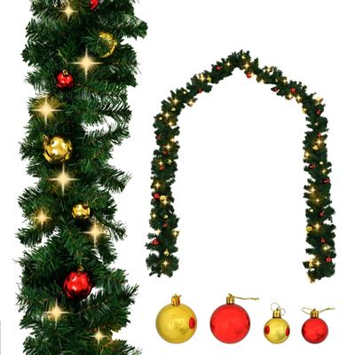 Guirnalda de Navidad decorada vidaXL, bolas y luces LED 5 m