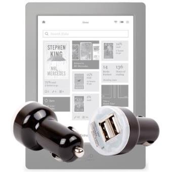 Cargador Mechero Del Coche Para Kobo Aura H20 - Con Dos Puertos USB ¡Para Conectar Más De Un Dispositivo A La Vez! Por DURAGADGET