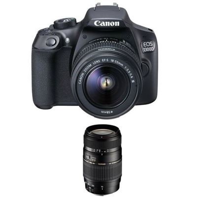 Cámara digital Réflex Canon EOS 1300D 18MP negro KIT EF-S 18-55mm F3.5-5.6 IS III + TAMRON AF 70-300mm F4-5.6 Di LD (A17)