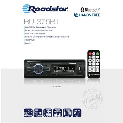 Radio Coche Digital AM / FM, Roadstar RU-375BT , Bluetooth