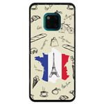 Funda Hapdey para Huawei Mate 20 Pro, Diseño Torre Eiffel, mapa, y la bandera de Francia, Silicona flexible, TPU