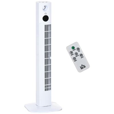 Ventilador de torre con mando a distancia Homcom 31,5x31,5x96cm blanco