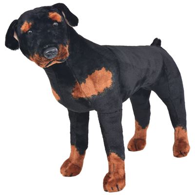 Perro Rottweiler De Peluche De Pie Negro Y Marrón Xxl