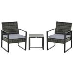 Conjunto de muebles de ratán Outsunny negro 63x57x76 cm