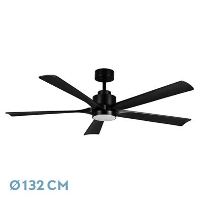 Ventilador De Techo Fabrilamp Led Cairo Regulable Con Control Remoto 24w 3cct 2400lm Ip20 Ø132cm Negro