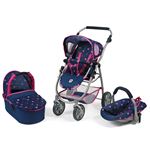 Cochecito Para Muñecas Leni 2 En 1 Con Bolsa De Transporte Extraíble | Manillar Ajustable De 43 A 67 Cm | Para Muñecas De Hasta 46 Cm | Color Gris Y Rosa