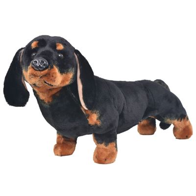 Perro Salchicha De Peluche De Pie Negro Xxl