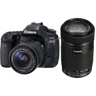 Canon Cámara De Fotos Réflex Eos 80D + Ef-S 18-55Mm Is Stm + Ef-S 55-250Mm Is Stm