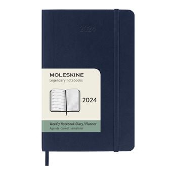 Agenda anual 2024 Moleskine Pocket semana vista tapa blanda Azul