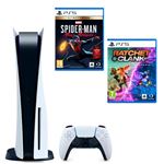 Consola PS5 825GB + Spiderman Miles Morales Ultimate Edition+ Ratchet & Clank: Una Dimensión Aparte 