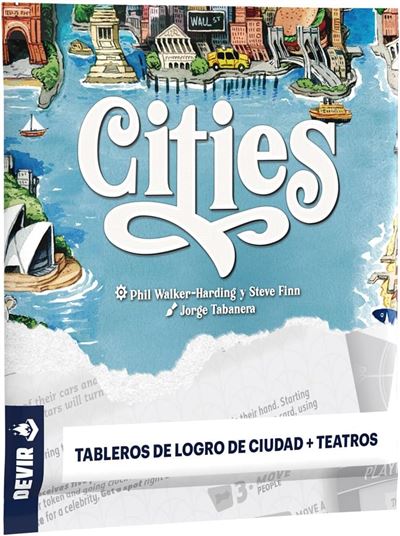 Juego de mesa cities: expansion tableros de logros de ciudad + teatros