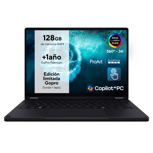 Convertible 2 En 1 Asus Proart Gopro Edition Px13-hn7306 Copilot+ Pc, Amd Ryzen Ai Max+ 395, 128gb Ram, 2tb Ssd, Amd Radeon Graphics, Windows 11 Home, 13,3" Lumina Oled 3k Nano Black