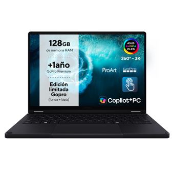 Convertible 2 en 1 Asus ProArt GoPro Edition PX13-HN7306 Copilot+ PC, AMD Ryzen AI Max+ 395, 128GB RAM, 2TB SSD, AMD Radeon Graphics, Windows 11 Home, 13,3" Lumina OLED 3K Nano Black