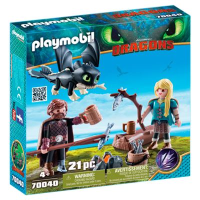 Playmobil Dragons 70040 edad 4 21 piezas hipo y astrid con bebé juguete multicolor 18.7 x 4.4