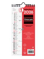 Calendario Pared Escribir Largo Finocam Neutro Ene-dic 2026 Largo S - 110x235 Mm Mes Vista Español