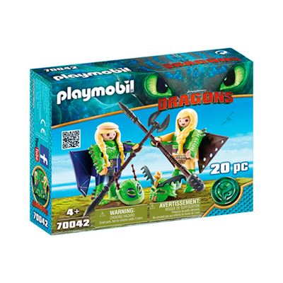 Playmobil Chusco Y brusca con traje volador dragons dreamworks juguete multicolor 18.7 x 14.2 4.7 cm geobra brandstätter 70042 4 20