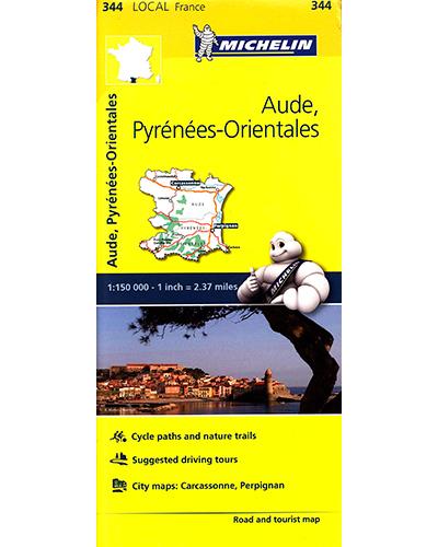 Carte Michelin Locale Aude, Pyrénées-Orientales N°344 – 2008 Pliée – Très Bon état
