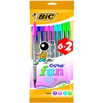 6 + 2 Bolígrafos Bic Cristal Fun