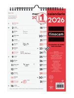Calendario Pared Escribir Dos Columnas Finocam Neutro Ene-dic 2026 M - 210x300 Mm Mes Vista Español