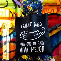 Tote Bag Miss miserable trabajo duro para que gato viva mejor bolsa de tela con mensaje