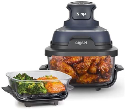 Freidora De Aire Portátil De Vidrio Ninja Crispi Con 2 Recipientes Azul
