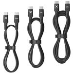 Pack de 3 cables USB-C a USB-C WeFix 60W 50cm, 1m, 2m Negro