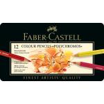 Caja de metal con 12 lápices color Polychromos Faber Castell
