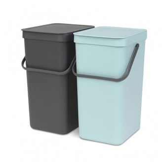 Cubo de basura Brabantia Sort & Go 2 x 16 L Gris/Verde