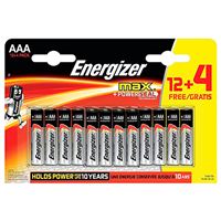 Energizer Pilas Alcalinas max lr03 aaa 50 de rendimiento 16 12+4