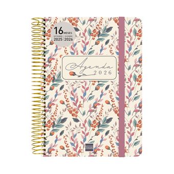 Agenda 16 Meses Finocam Cloe Septiembre 2025-Diciembre 2026 E10-155x212 mm Semana Vista Horizontal Rosa Español - 1