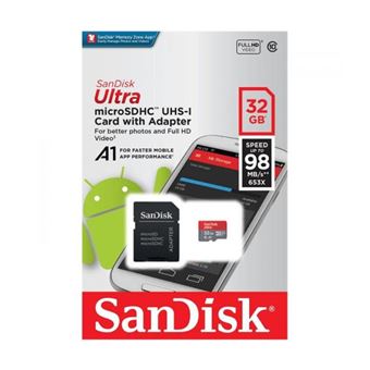 espíritu Niños computadora Tarjeta MicroSD Sandisk Ultra 32 GB + adaptador - Tarjeta Micro SD /  TransFlash - Compra al mejor precio | Fnac