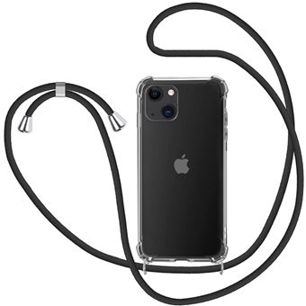 Funda 4-ok Transparente + cuerda Negro para iPhone 15 - Funda para